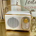 Retro Mini Wireless Speaker – White & Gold